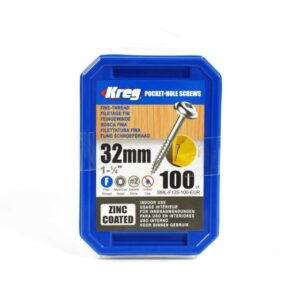 Kreg Pocket-Hole Screws 32 mm, Zinc Coated, Maxi-Loc, Fine Thread, 100 piece
