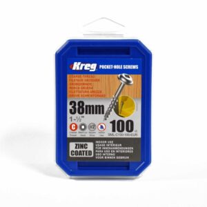 Kreg Pocket-Hole Screws 38 mm, Zinc Coated, Maxi-Loc, Coarse Thread, 100 piece
